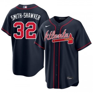 Atlanta Braves AJ Smith-Shawver Navy #32 Men's Official Jersey 621872-496