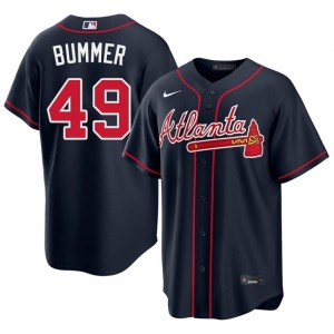 Atlanta Braves Aaron Bummer Navy #49 Men Replica Jerseys 115043-361
