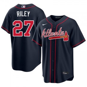 Atlanta Braves Austin Riley Navy #27 Men's Embroidery Jerseys 874822-696