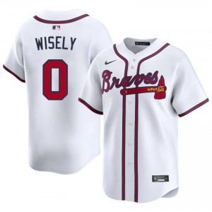 Braves Brett Wisely White #0 Men's Limited Jersey 347876-853
