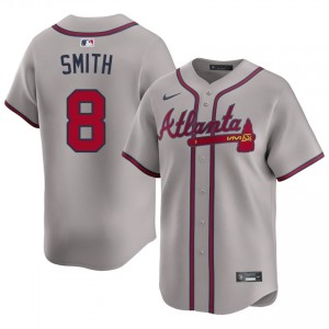 Atlanta Braves Dominic Smith Gray #8 Mens Stitched Jerseys 120066-239