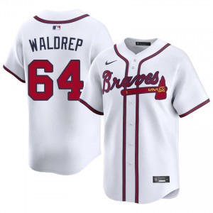 Atlanta Braves Hurston Waldrep White #64 Men's Authentic Jersey 678869-859