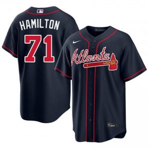 Braves Country Ian Hamilton Navy #71 Men Official Jersey 662589-345