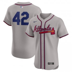 Atlanta Braves Jackie Robinson Day Gray #42 Men Limited Jerseys 521431-575