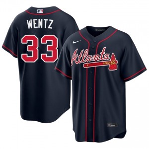 Atlanta Bravos Joey Wentz Navy #33 Men New Jerseys 485696-810