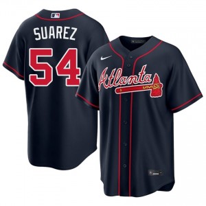 Atlanta Braves Jose Suarez Navy #54 Mens Game Jersey 538440-372