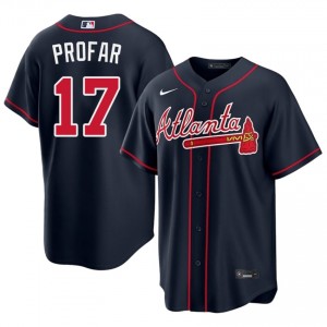 Atlanta Bravos Jurickson Profar Navy #17 Men MLB Jerseys 735721-803