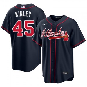 Atlanta Bravos Tyler Kinley Navy #45 Mens Limited Jerseys 489993-636