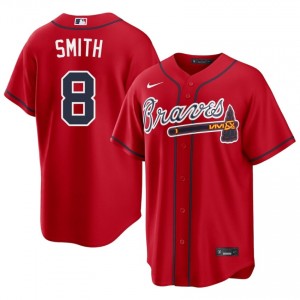 Atlanta Braves Dominic Smith Red #8 Mens Embroidery Jersey 481590-113
