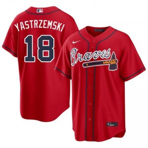 ATL Bravos Mike Yastrzemski Red #18 Men's Player Jerseys 155783-151