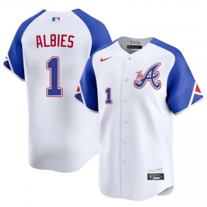 ATL Braves Ozzie Albies White City Connect #1 Mens Game Jerseys 870505-986