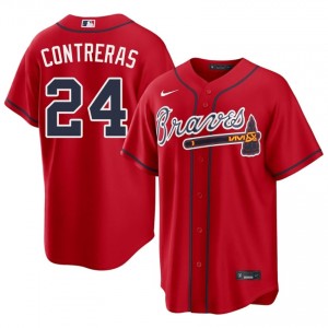 Bravos William Contreras Red #24 Mens Game Jerseys 941061-876