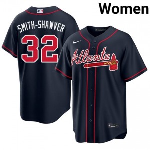 Atlanta Bravos AJ Smith-Shawver Navy #32 Women Authentic Jerseys 691574-465