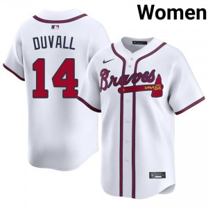 ATL Bravos Adam Duvall White #14 Women's Authentic Jerseys 141743-598