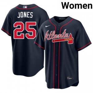 ATL Andruw Jones Navy #25 Women's Authentic Jerseys 971184-822