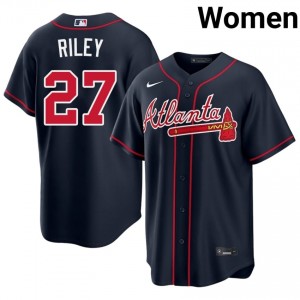 Atlanta Braves Austin Riley Navy #27 Women's Popular Jersey 500297-780