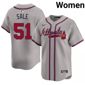 Atlanta Bravos Chris Sale Gray #51 Womens Authentic Jerseys 111329-285