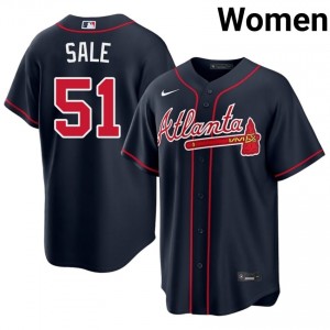 Atlanta Bravos Chris Sale Navy #51 Women Stitched Jerseys 561461-872