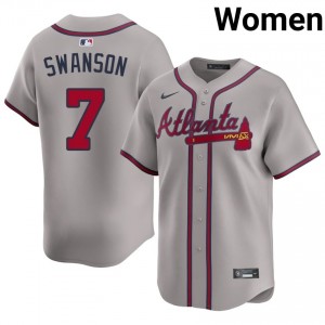 Atlanta Bravos Dansby Swanson Gray #7 Women Official Jerseys 896365-270
