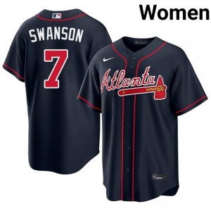 Braves Country Dansby Swanson Navy #7 Women Popular Jerseys 215164-243