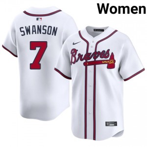 Braves Dansby Swanson White #7 Womens Player Jerseys 703496-101