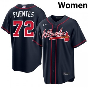 Bravos Didier Fuentes Navy #72 Women MLB Jerseys 136595-427