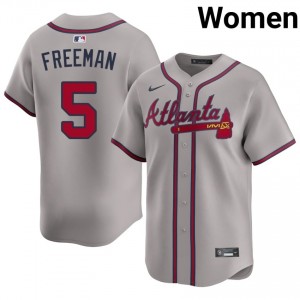 Braves Freddie Freeman Gray #5 Women's Game Jersey 597723-101