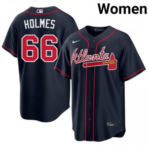 ATL Bravos Grant Holmes Navy #66 Women Limited Jerseys 114105-178