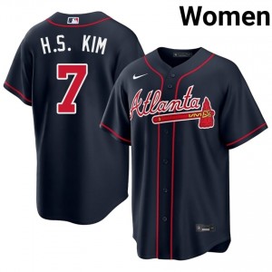 Atlanta Bravos Ha-Seong Kim Navy #7 Women's Official Jerseys 176172-142
