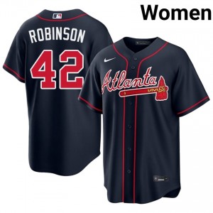 Atlanta Bravos Jackie Robinson Navy #42 Womens Limited Jerseys 788402-847