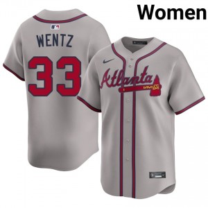 Atlanta Bravos Joey Wentz Gray #33 Women New Jerseys 649930-115