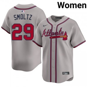 ATL Braves John Smoltz Gray #29 Womens Embroidery Jerseys 182133-136