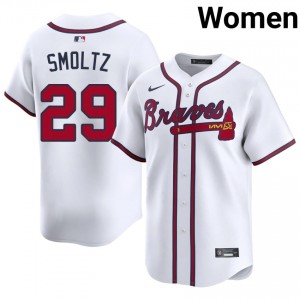 Braves John Smoltz White #29 Womens MLB Jerseys 888066-624