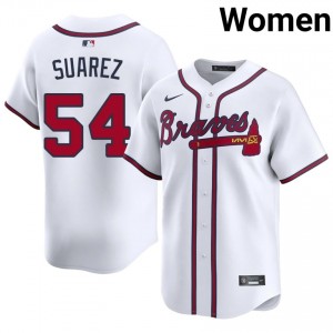 ATL Bravos Jose Suarez White #54 Women Player Jerseys 876749-167