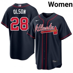 Atlanta Braves Matt Olson Navy #28 Women Limited Jersey 828486-120