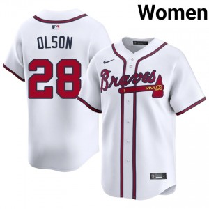Braves Matt Olson White #28 Womens Official Jersey 633220-175