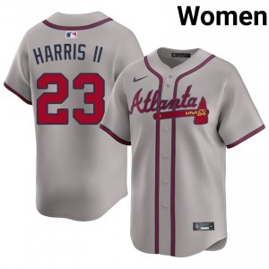 Atlanta Bravos Michael Harris II Gray #23 Womens Embroidery Jersey 628144-826