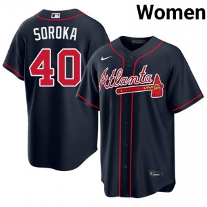 ATL Bravos Mike Soroka Navy #40 Women's Limited Jersey 159932-472