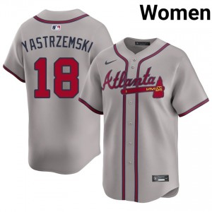 ATL Bravos Mike Yastrzemski Gray #18 Women's Embroidery Jersey 169871-807