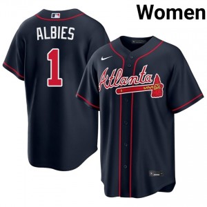 Atlanta Braves Ozzie Albies Navy #1 Women's Popular Jerseys 307835-803