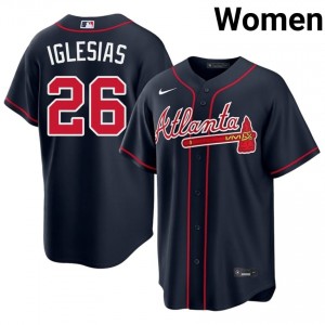 ATL Bravos Raisel Iglesias Navy #26 Womens Embroidery Jersey 479125-781