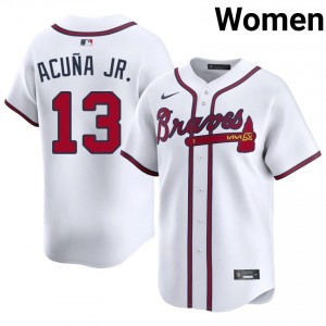 Atlanta Braves Ronald Acuna Jr. White #13 Women New Jerseys 549974-438
