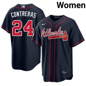 Atlanta Braves William Contreras Navy #24 Women Authentic Jersey 258779-830
