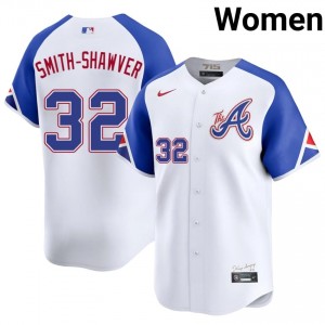 Braves AJ Smith-Shawver White City Connect #32 Women Authentic Jerseys 631111-484