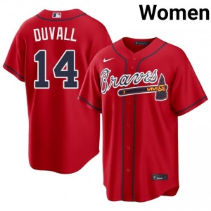 ATL Adam Duvall Red #14 Womens MLB Jersey 775196-290