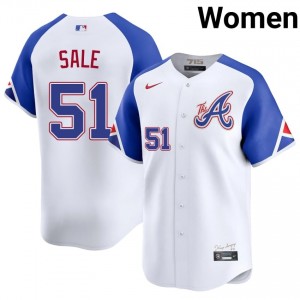 Braves Country Chris Sale White City Connect #51 Womens Stitched Jerseys 114566-434