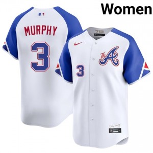 Braves Dale Murphy White City Connect #3 Womens Replica Jerseys 909799-559