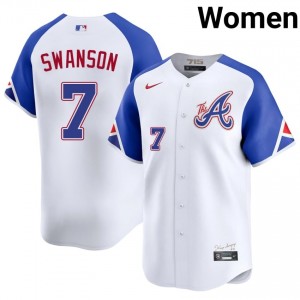 ATL Bravos Dansby Swanson White City Connect #7 Womens 2026-27 Jerseys 650408-931