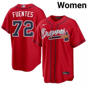 ATL Bravos Didier Fuentes Red #72 Women's Authentic Jersey 155068-377