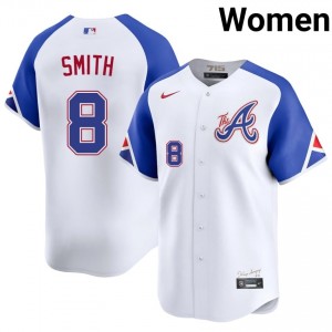 Braves Country Dominic Smith White City Connect #8 Womens New Jerseys 950024-363
